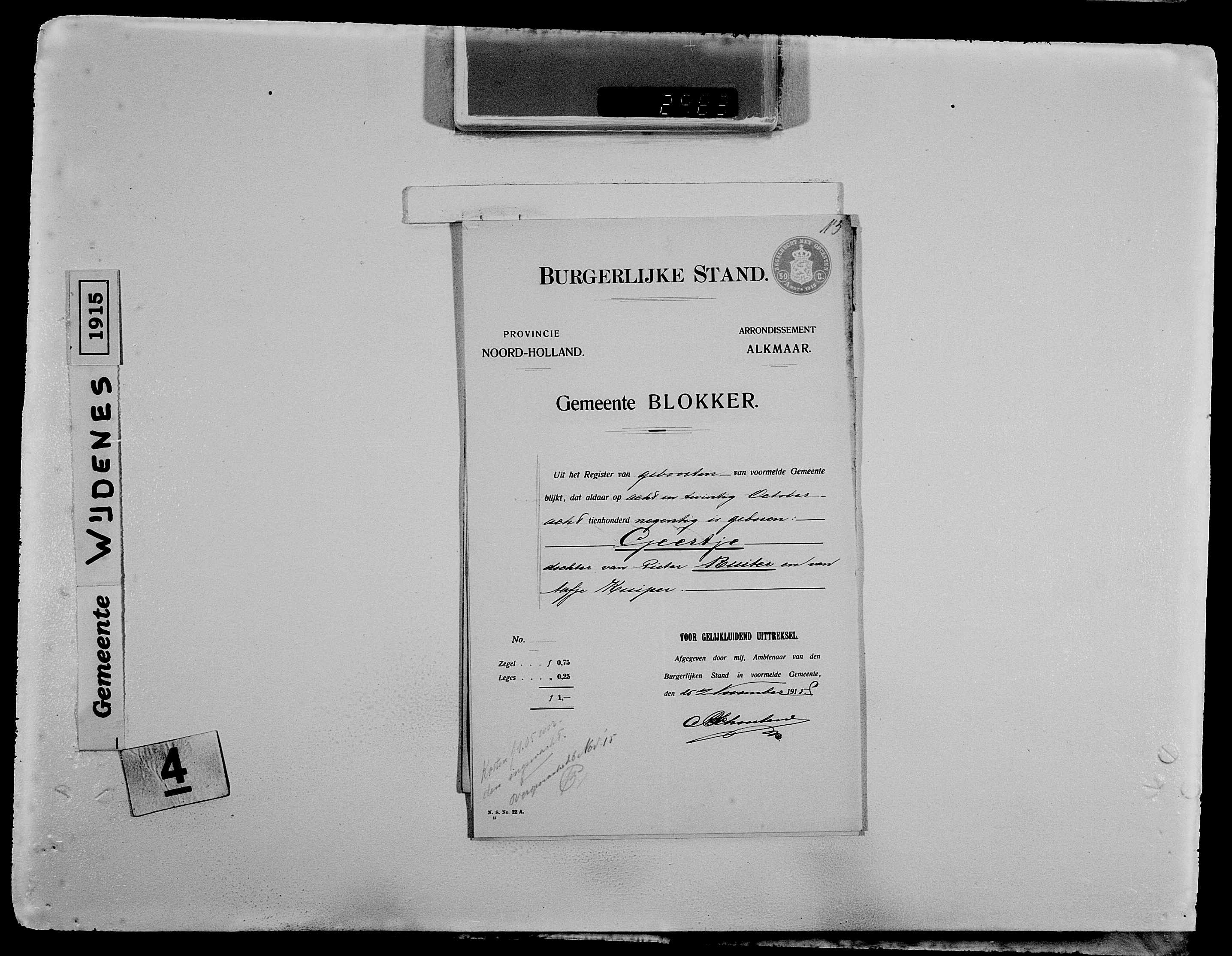 Geboortebewijs Geertje Ruiter