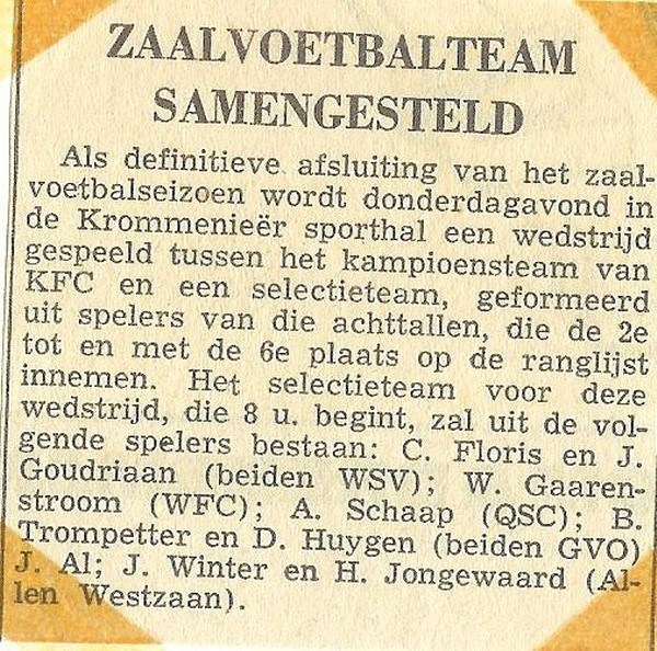 Uitnodiging zaans selectie team