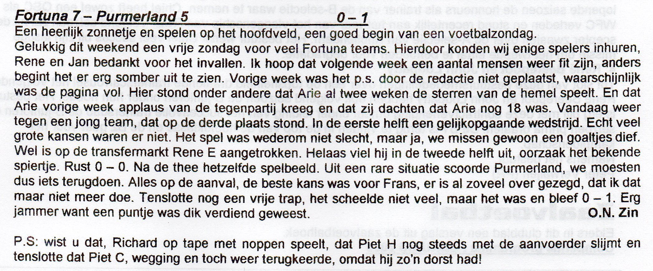 Wedstrijdverslag